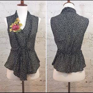 Anthropologie | Polka Dot Floral Peplum | Size 0